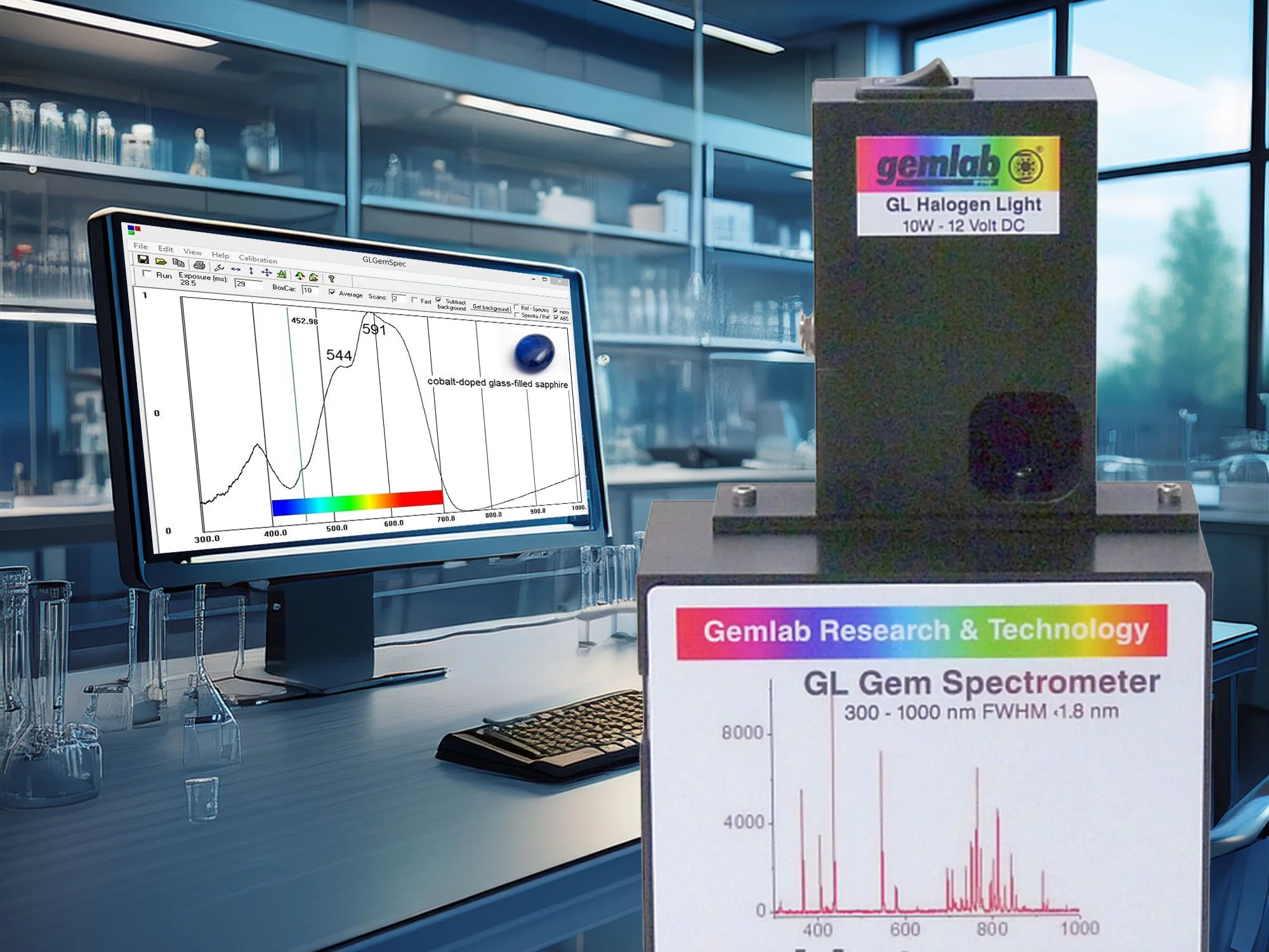UV-Vis-Spektrometer im Einsatz für die Edelstein-Analyse